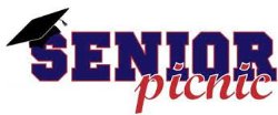 \"Senior Picnic\" with graduation cap hanging off the word \"senior\"